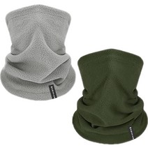 몬스터 플리스 비니 귀마개 넥 워머 2종 세트, 그레이, 그린