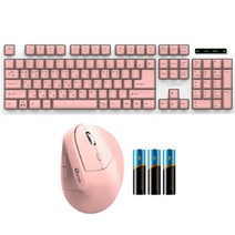 QSENN 무선 버티컬 마우스 + 키보드 + 키스킨 세트, 핑크(마우스, 키보드), MK310 Wireless Combo, 일반형