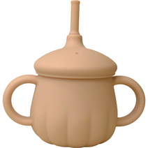 티지엠 유아용 플래티넘 실리콘 호박 단지 빨대컵 200ml, 샌드베이지, 1개