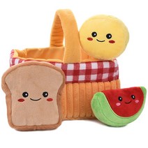 허그스마트 피크닉 바구니 세트 장난감 삑삑 바스락 노즈워크, 1세트, 옐로우, 레드