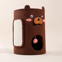 큐러스펫 고양이 숨숨집 스크래쳐 곰돌이 캣타워 2단, 혼합색상, 1개