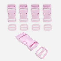 컬러 플라스틱 버클 5p + 끈조절기 5p 세트 25mm, 핑크, 1세트