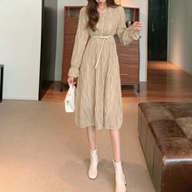 페이퍼먼츠 줄리아 진주넥 봄 가을 미디 롱 원피스 03465