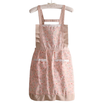 씨오브비 가정용 코튼 러블리 플라워 앞치마, 핑크, 1개