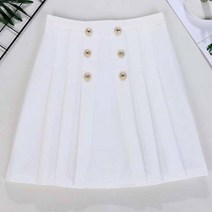 여성용 유니크스퀘어 더블 버튼 스커트