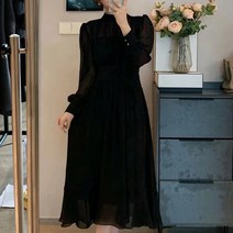 비비에모 쉬폰 셔링 하이넥 우아킬 숏 롱 원피스 03064