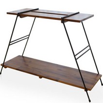 숲속애 감성캠핑 멀티 쉘프 우드 행어 키친툴 선반 + 파우치 세트, 브라운 + 블랙, 2단