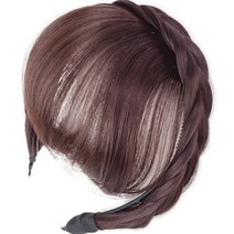 레인보우 연예인 스타일링 땋은 앞머리 가발 머리띠 구렛나루 없는, 브라운, 1개