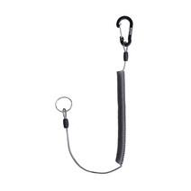 붐스피싱 T01 카라비너 스프링줄2m, 블랙, 1개