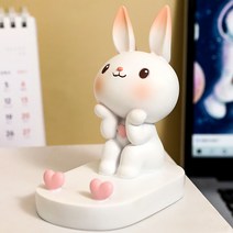 라베람 토끼 장식 휴대폰 거치대, 흰색