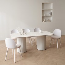 보니애가구 라이즈 24T 포세린 템바보드 6인용 1800 사각형 식탁 + 의자 6p 세트 방문설치, 화이트