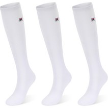 휠라골프 심볼 더블 쿠션 니삭스 3켤레 세트, 화이트