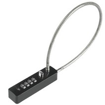 트래블큐브 프리미엄 안전 스테인레스 4다이얼 롱케이블락 블랙 30cm, 1개