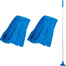 크린메이트 경편마포걸레 파랑 2p + 알미늄봉 롱 세트, 1세트
