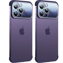 비글썬마켓 아이폰 14 카메라 렌즈 + 코너 패드 케이스, 다크퍼플, 2개