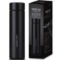 리빙아트 온도표시 스마트 텀블러, 블랙, 500ml