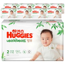 2021 신형 하기스 네이처메이드 밤부 밴드형 기저귀 남여공용 소형 2단계 (4~8kg), 468매