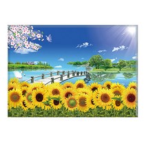 히여 DIY 보석 십자수 캔버스형 40 x 50 cm, 01.호수가 해바라기 KS-005, 1세트