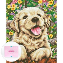 디클레어 액자 캔버스형 보석십자수 DIY 키트 40 x 50 cm, 1개, 해피퍼피