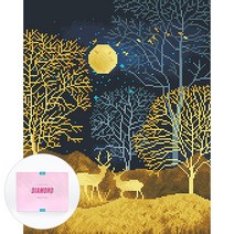 디클레어 액자 캔버스형 보석십자수 DIY 키트 40 x 50 cm, 1개, 황금사슴