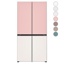 [색상선택형] LG전자 디오스 오브제컬렉션 빌트인타입 베이직 4도어 냉장고 글라스 610L M623AAA042, M623GPB042S, 핑크 + 베이지