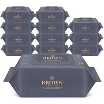 브라운 네이처 센시티브 아기물티슈 휴대용 캡형, 20매, 12팩