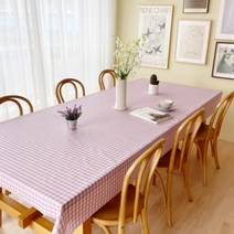 쇼니홈리빙 PVC 체크 방수 식탁보 캠핑 테이블보, 체크핑크, 2인용(90 x 140cm)