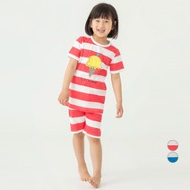 롤리트리 아동용 순면 싱글슬럽 5부 아이스크림 스트라이프 내의 상하의 세트