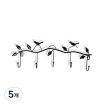 5구 인테리어 벽 옷걸이 행거, 블랙, 5개