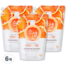 순샘 구연산 자몽 주방세제 리필, 1.6L, 6개