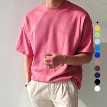 제이에이치스타일 남성용 오버핏 무지 반팔 티셔츠 JHROK130