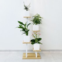 앙플랜트 인테리어 모던 화분정리대, 우드, 4단