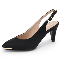 단골언니 여성용 슬링백 구두 골드장식 힐 멜라니