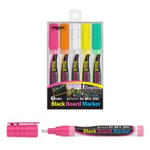펜맥스 블랙 보드마카 5색 세트, 핑크, 주황, 화이트, 옐로우, 그린, 1세트