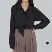 아피나르 브이넥 리본 투웨이 블라우스
