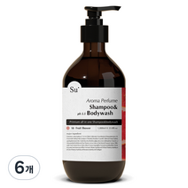 수오가닉 퍼퓸 아로마 샴푸 바디워시 프루트샤워, 1000ml, 6개