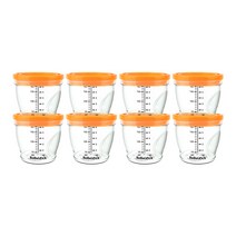베베락 밀폐눈금 이유식 용기 180ml, 오렌지, 8개입