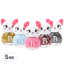 바블리 키즈네일 냥이 어린이매니큐어 블링블링 세트 5p, 혼합 색상, 5세트