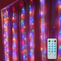 가온 LED 와이어 커튼조명 12모드 사운드형 200구 USB 전원 + 리모컨, 멀티컬러(F7)