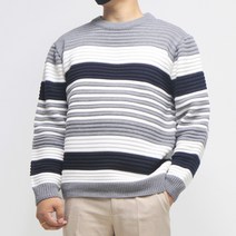 리셋 남성용 엠보 단가라 라운드 니트