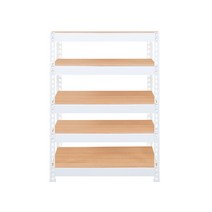 스피드랙 브이 2 스탠드 선반 5단 800 x 400 x 1200 mm, 화이트(프레임) + 우드 화이트(선반)