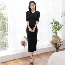 세이스타일 심플 라운드 H롱 반팔 원피스