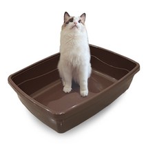SJ 국내산 튼튼 고양이 초대형 평판형 화장실, 브라운