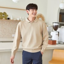플레이즈 남성용 버튼카라넥 긴팔 니트티셔츠