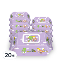 둘리 유아 물티슈 베이직 캡형, 80매, 20팩