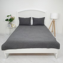 데코그램 헤링본 60수 누빔 피그먼트 침대 이불 패드, 차콜