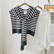 마리포레 데일리 레이어드 어깨숄 스트라이프 니트 가디건