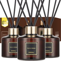 쿤달 퍼퓸 디퓨저 200ml 3개 + 섬유스틱 15개 세트, 페어앤프리지아향