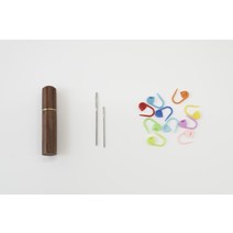 슬로우모먼츠 우드 돗바늘 케이스 + 돗바늘 대 + 소 + 컬러풀 스티치 마커 10p 세트, 랜덤발송(스티치 마커), 1세트