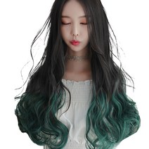 준 투컬러 웨이브 붙임머리 50cm 130g, 블랙 + 애쉬그린, 1개